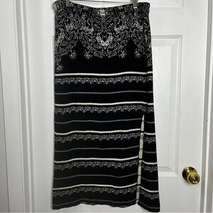 Free People Irreplaceable Stretch Pencil Skirt — Black/Ecru